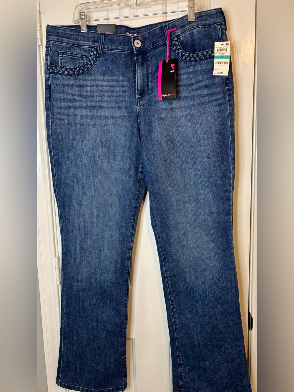 Style & Co. Medium Blue Bootcut Jeans with Braided Pocket Trim